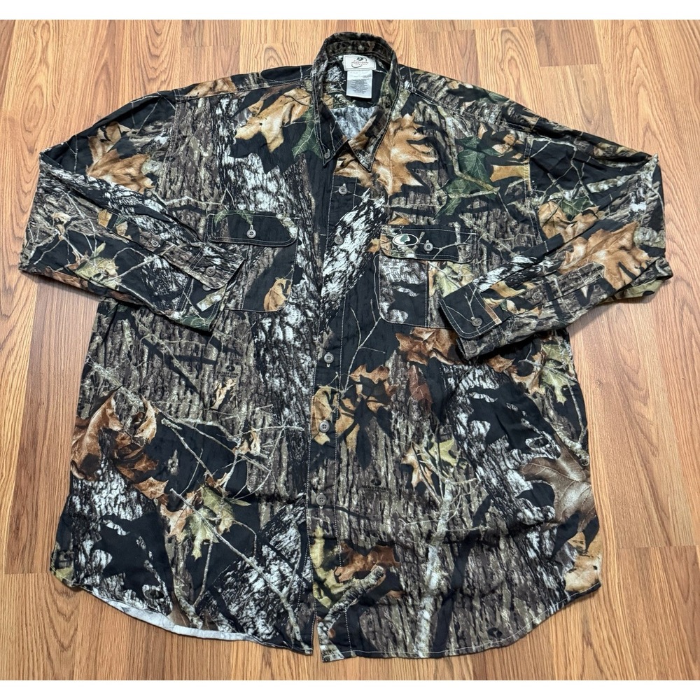 Mossy Oak Hunting Shirt Mens 3XL Stealth Weave Camo Button Front